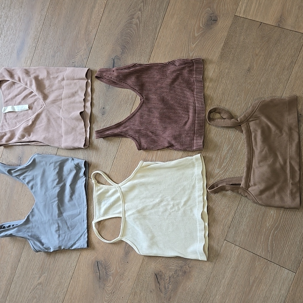 Lot of 5 Women's Small/Medium Bra Tops Crop Top Neutral